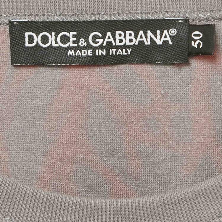 Pre Owned Dolce & Gabbana Grey Coral Print Cotton Crew Neck T-Shirt L