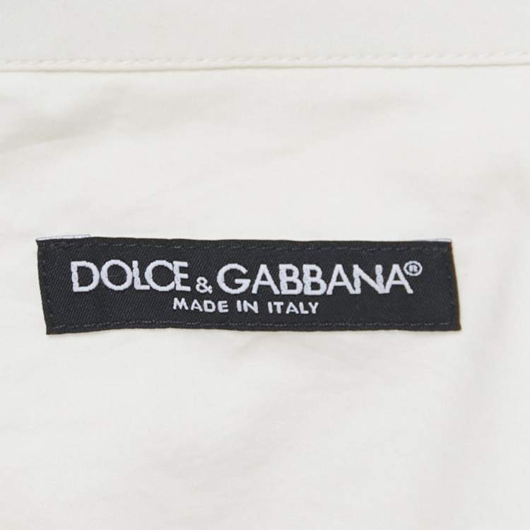 Pre Owned Dolce & Gabbana Off-White Coin Print Cotton Hawaiian Shirt L
