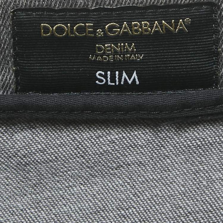 Pre Owned Dolce & Gabbana Grey Washed Denim Slim Fit Jeans M