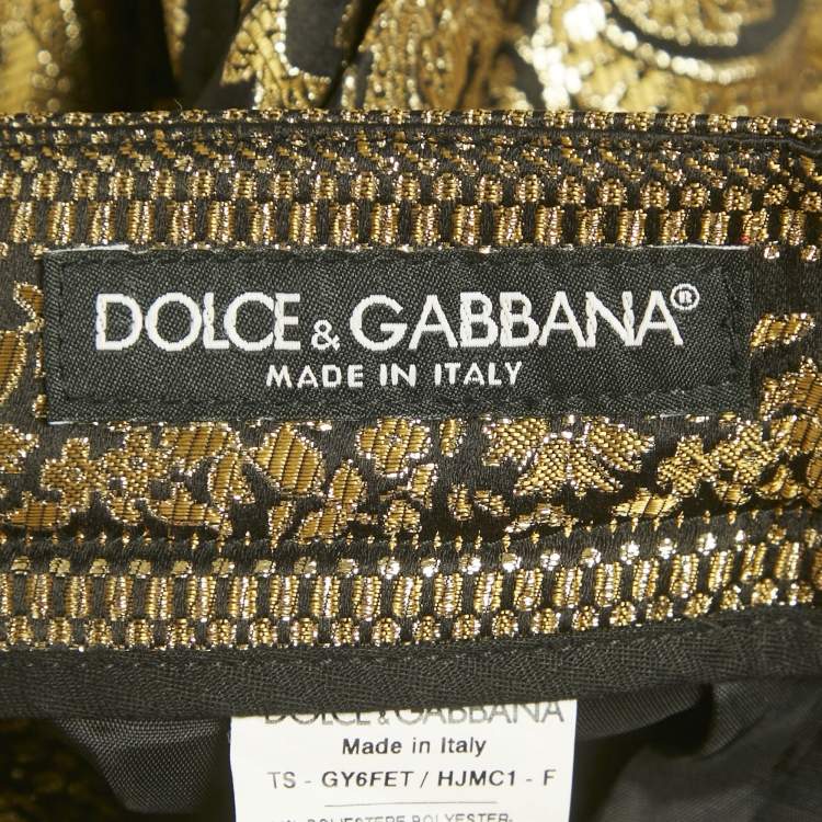 Pre Owned Dolce & Gabbana Black /Gold Jacquard Trousers M 