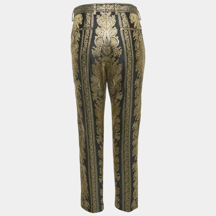 Pre Owned Dolce & Gabbana Black /Gold Jacquard Trousers M 