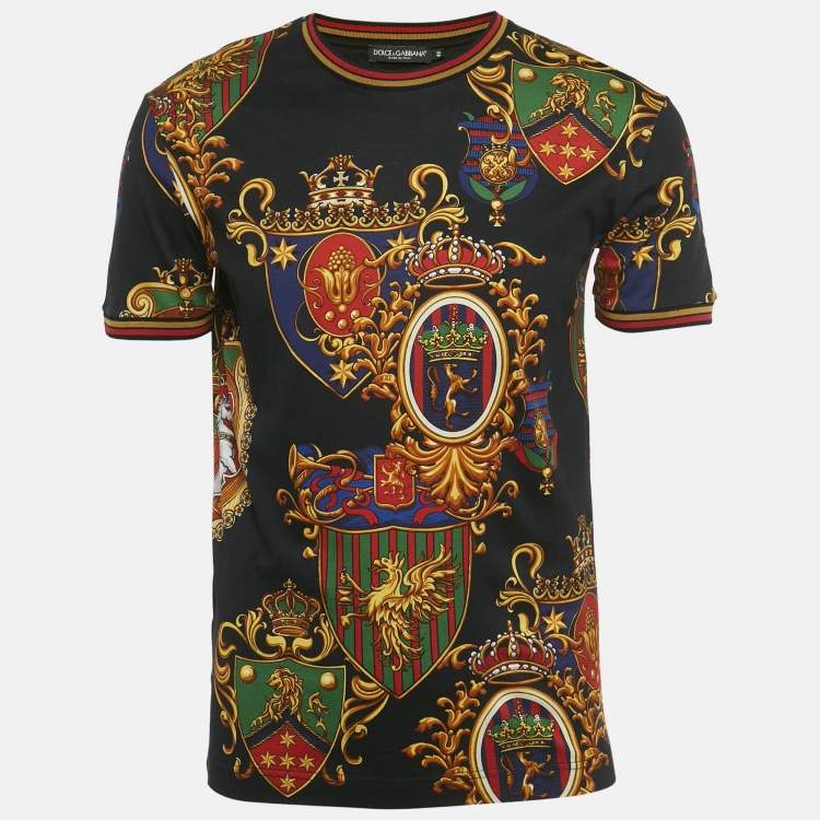Pre Owned Dolce & Gabbana Black Stemmi 3 Print Cotton Crewneck T-Shirt S