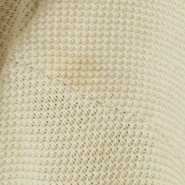 Pre Owned Dolce & Gabbana Light Grey Bird Print Cotton Pique Polo T-Shirt M