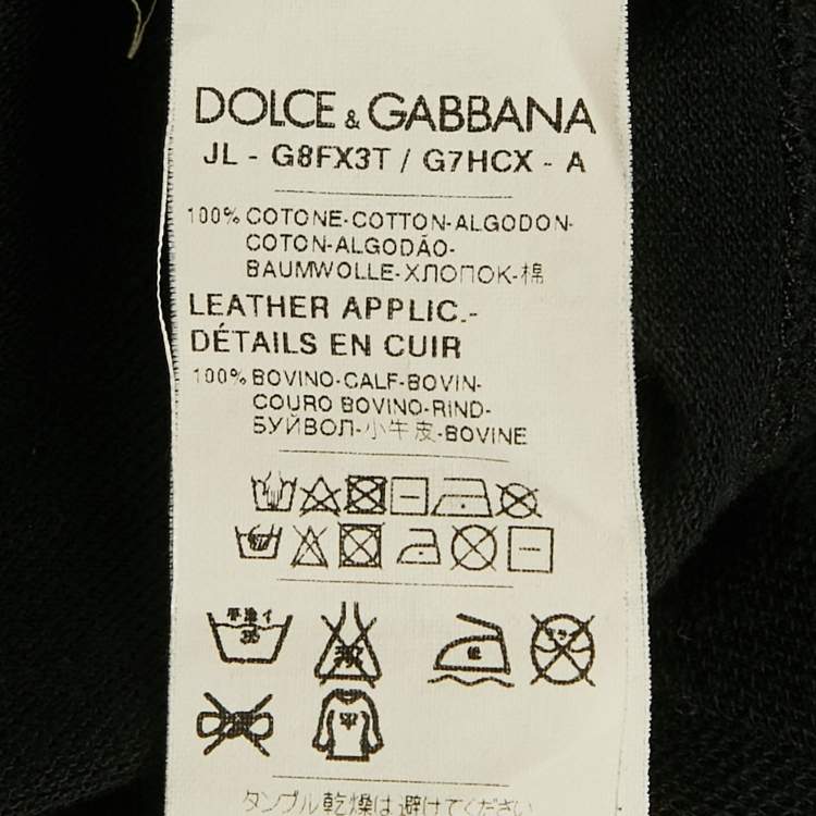 Pre Owned Dolce & Gabbana Black Bird Applique Cotton Pique Polo T-Shirt XL