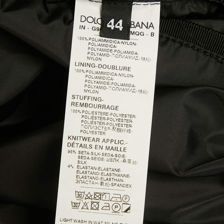 Pre Owned Dolce & Gabbana Black Nylon Logo Plaque Bomber Jacket XS