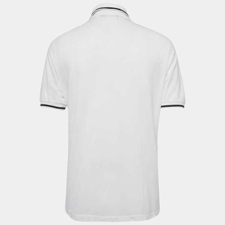 Pre Owned Dolce & Gabbana White Cotton Applique Polo T-Shirt L