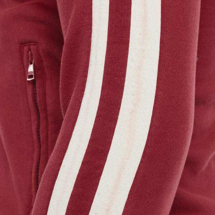 Pre Owned Dolce & Gabbana Red Cotton Logo Applique Zip -Up Jacket XS 