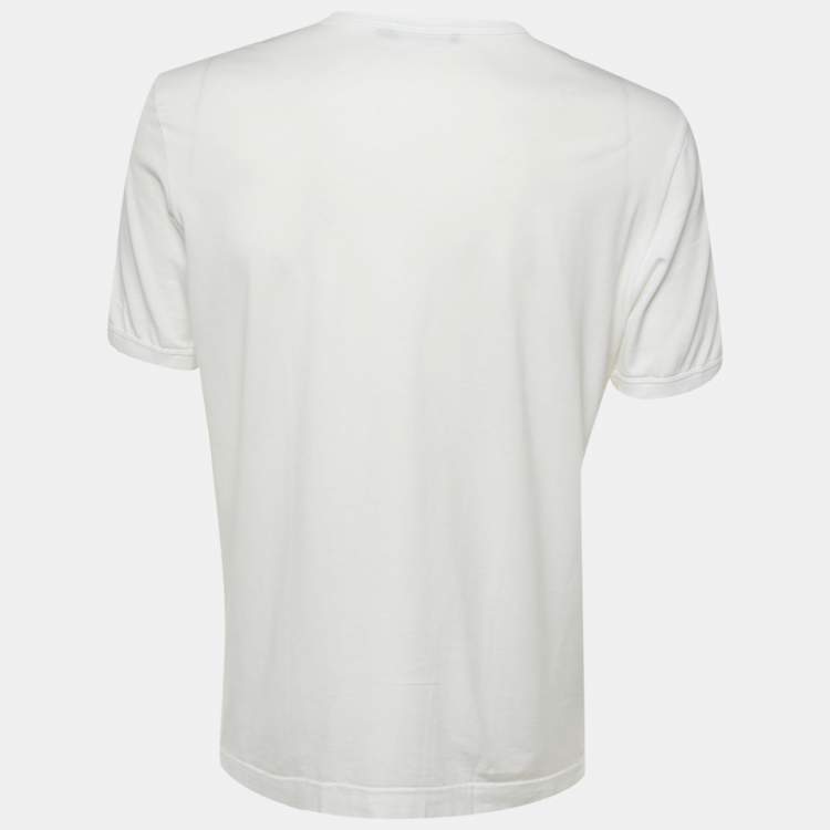 Pre Owned Dolce & Gabbana White Prince I Was There Print Cotton Crew Neck T-Shirt L