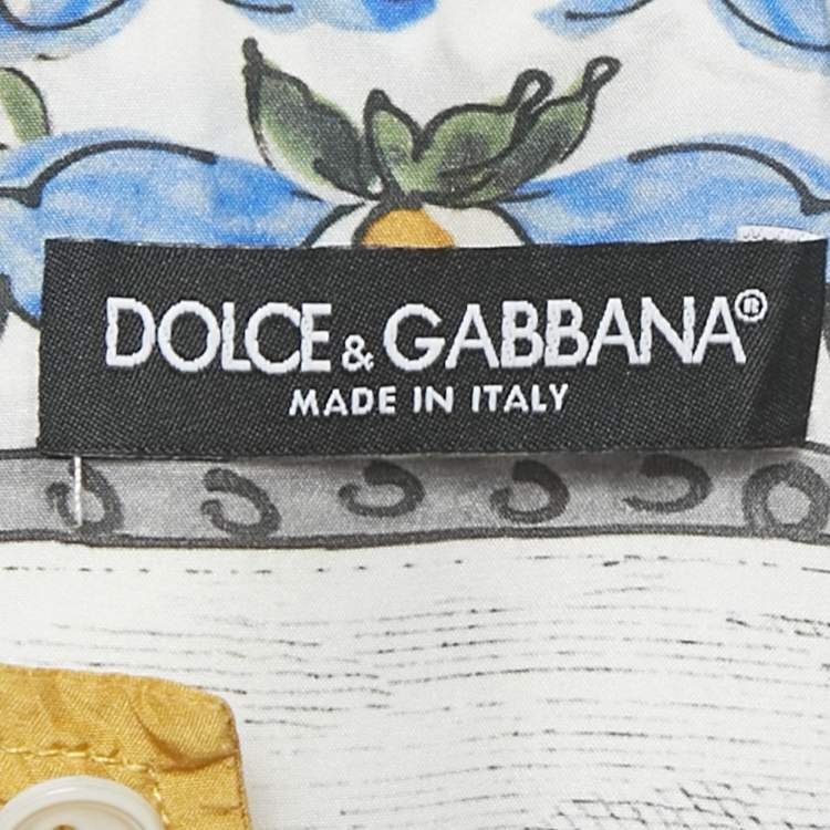 Pre Owned Dolce & Gabbana Blue Printed Silk Short Sleeve Shirt XL