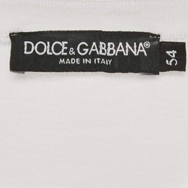 Pre Owned Dolce & Gabbana White Bee Embroidered Jersey T-Shirt XXL