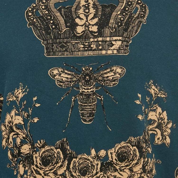Pre Owned Dolce & Gabbana Teal Green Patterned Sweatshirt XS
