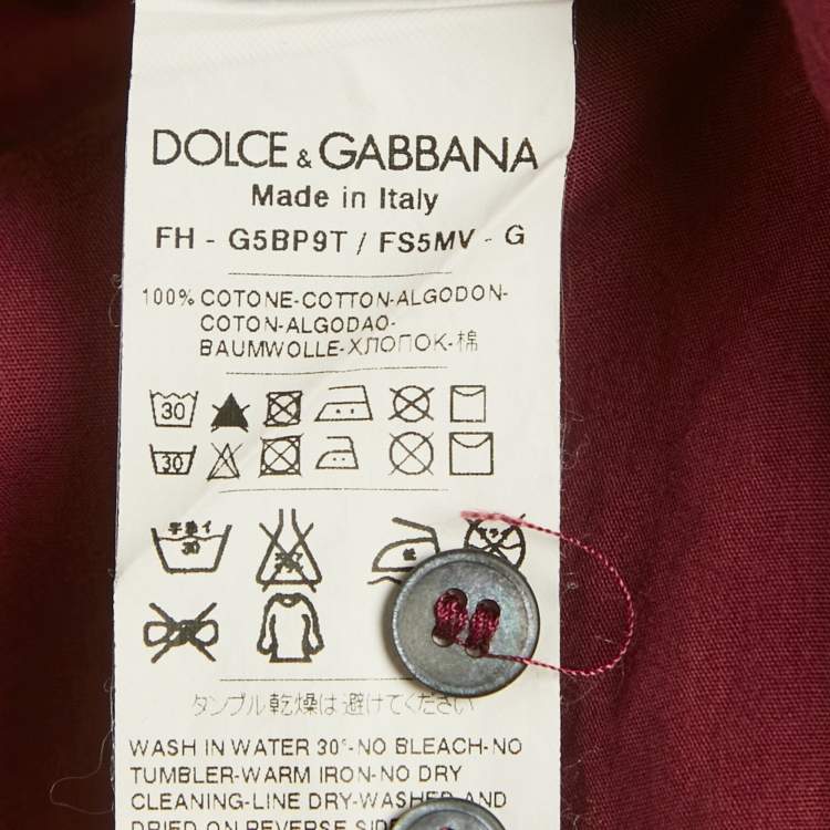 Pre Owned Dolce & Gabbana Burgundy Printed Cotton Gold Shirt M