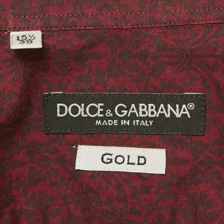 Pre Owned Dolce & Gabbana Burgundy Printed Cotton Gold Shirt M