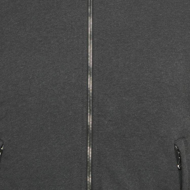 Pre Owned Dolce & Gabbana Black Printed Synthetic & Cotton Knit Bomber Jacket XS