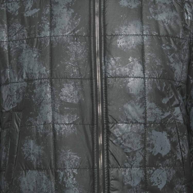 Pre Owned Dolce & Gabbana Black Printed Synthetic & Cotton Knit Bomber Jacket XS