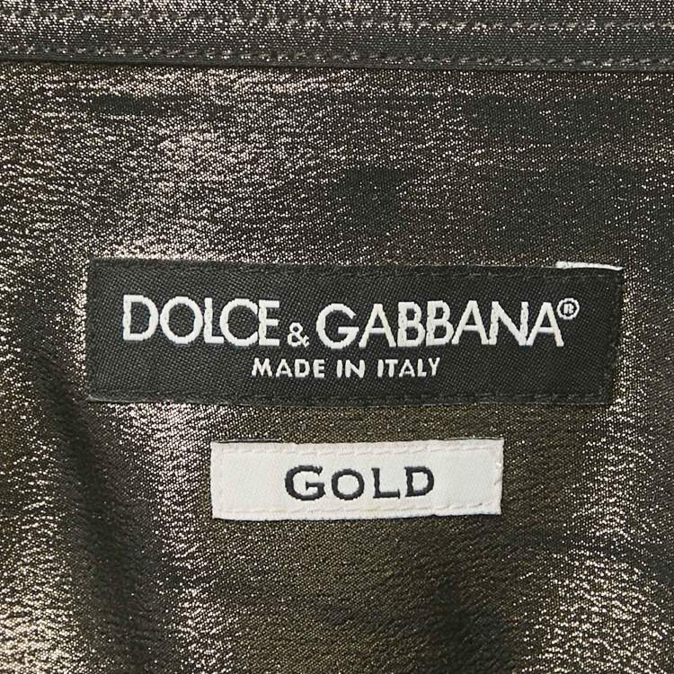 Pre Owned Dolce & Gabbana Gold Metallic Lamé Long Sleeve Shirt L