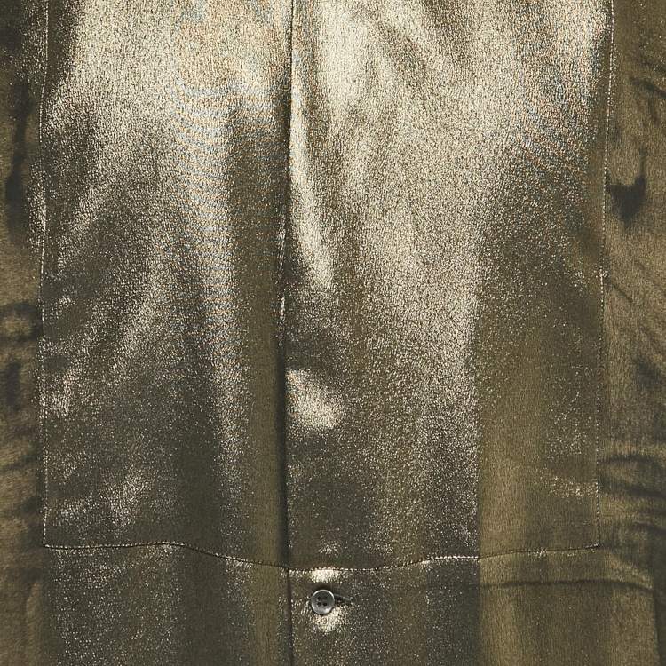 Pre Owned Dolce & Gabbana Gold Metallic Lamé Long Sleeve Shirt L