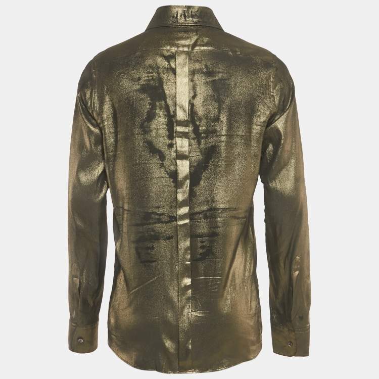 Pre Owned Dolce & Gabbana Gold Metallic Lamé Long Sleeve Shirt L