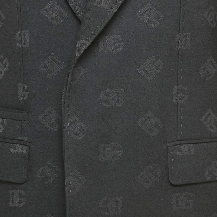 Pre Owned Dolce & Gabbana Sicilia Black Monogram Wool Blend Blazer L