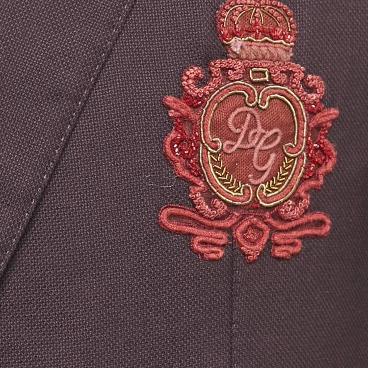 Pre Owned Dolce & Gabbana Purple Embroidered Wool Tailored Blazer XL