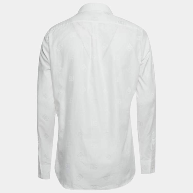 Pre Owned Dolce & Gabbana Martini White Monogram Cotton Shirt L