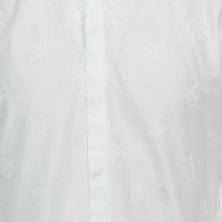 Pre Owned Dolce & Gabbana Martini White Monogram Cotton Shirt L