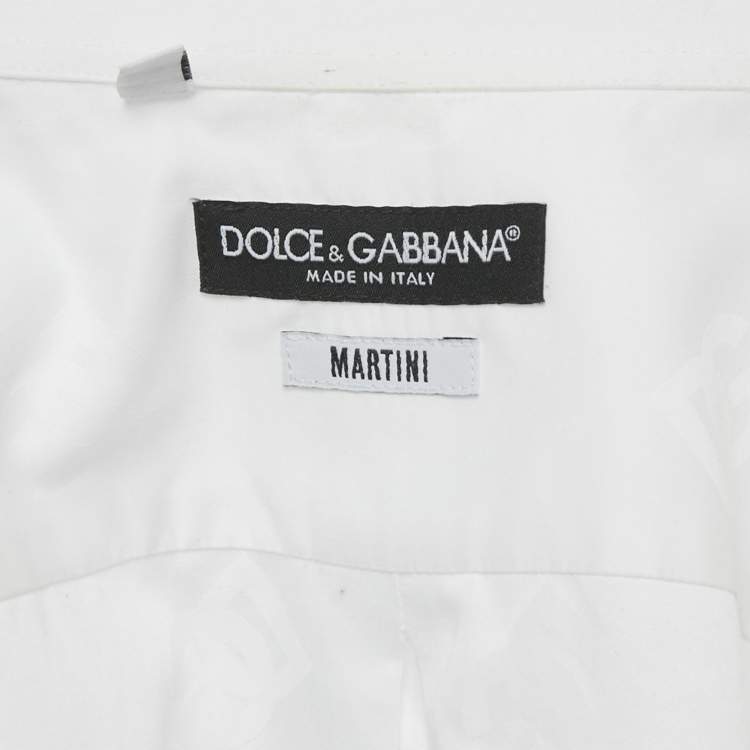 Pre Owned Dolce & Gabbana Martini White Monogram Cotton Shirt L