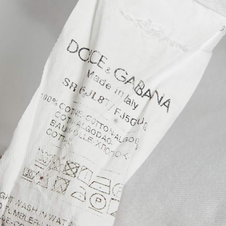 Pre Owned Dolce & Gabbana Martini White Monogram Cotton Shirt L