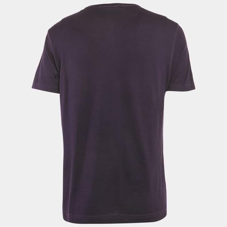 Pre Owned Dolce & Gabbana Purple Logo Plaque Jersey T-Shirt M