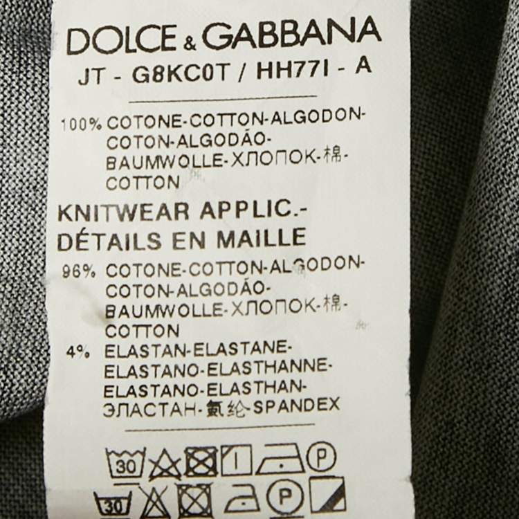 Pre Owned Dolce & Gabbana Black Printed Cotton Crewneck T-Shirt L