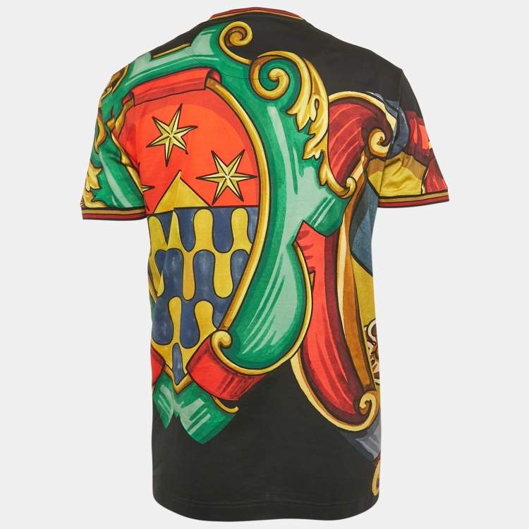 Pre Owned Dolce & Gabbana Black Printed Cotton Crewneck T-Shirt XL