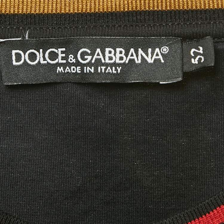 Pre Owned Dolce & Gabbana Black Printed Cotton Crewneck T-Shirt XL