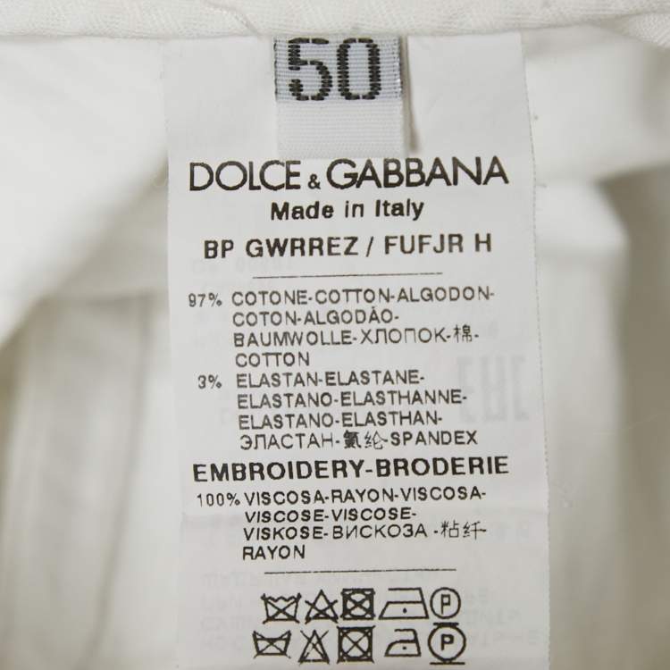 Pre Owned Dolce & Gabbana White  DG Embroidery Stretch Cotton Shorts L