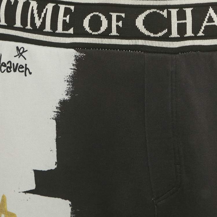 Pre Owned Dolce & Gabbana Black Printed Cotton Jogger Pants L