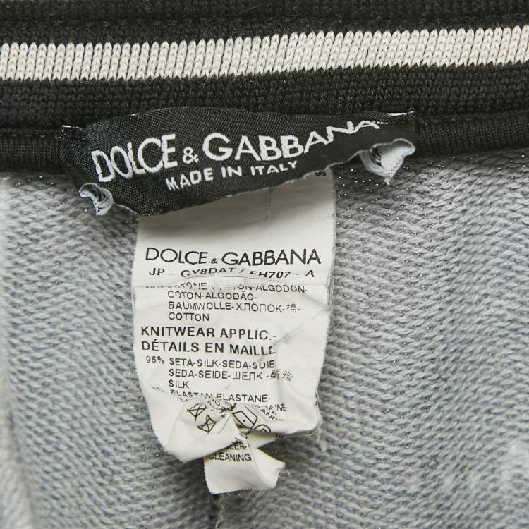 Pre Owned Dolce & Gabbana Black Printed Cotton Jogger Pants L