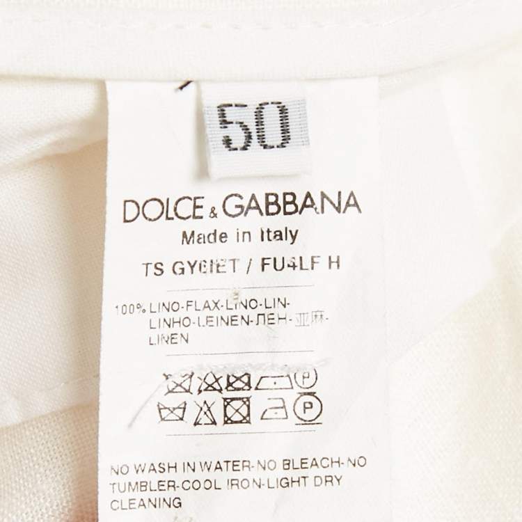 Pre Owned Dolce & Gabbana White Linen Trousers L