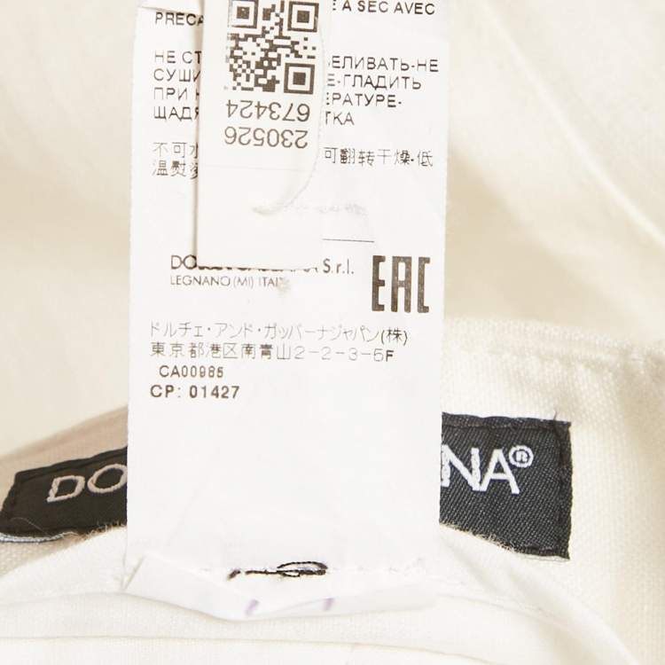 Pre Owned Dolce & Gabbana White Linen Trousers L
