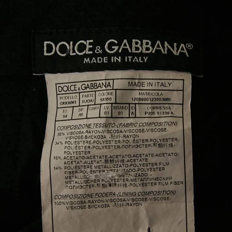 Pre Owned Dolce & Gabbana Black /Gold Jacquard Blazer & Pants Suit Set XXL 