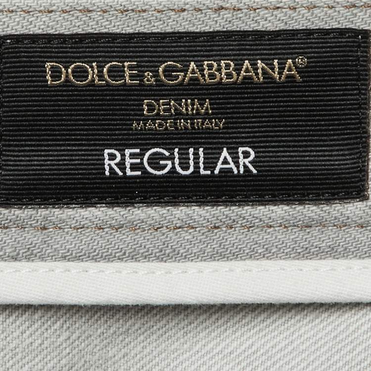 Pre Owned Dolce & Gabbana Light Grey Denim Regular Fit Jeans L Waist 36" 