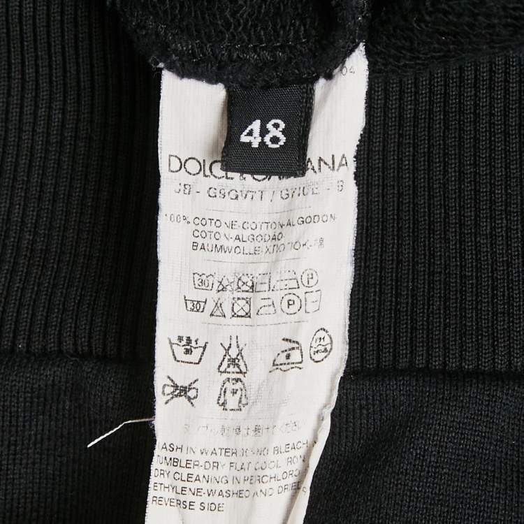 Pre Owned Dolce & Gabbana Black Floral Flocked Cotton Hoodie M