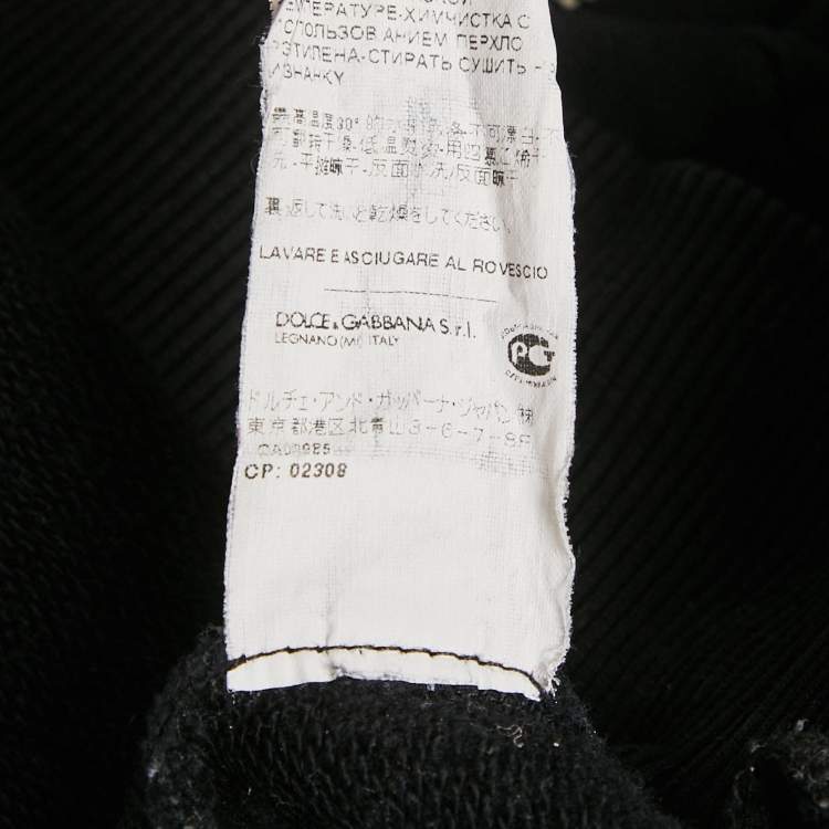 Pre Owned Dolce & Gabbana Black Floral Flocked Cotton Hoodie M