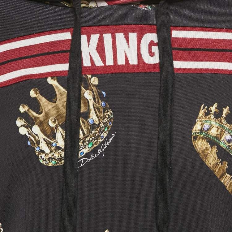 Pre Owned Dolce & Gabbana Black Crown Print Cotton Hoodie XXL