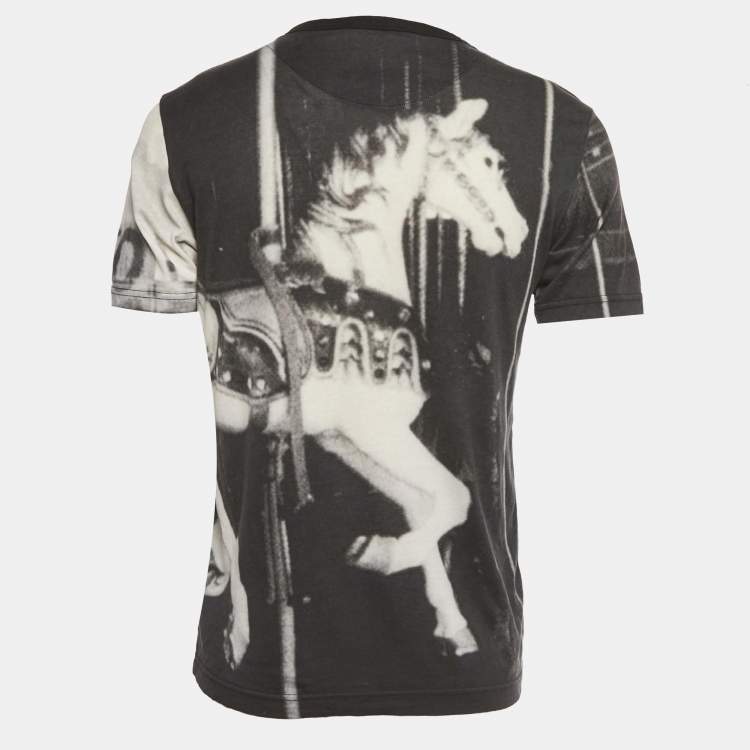 Pre Owned Dolce & Gabbana Black Graphic Print Cotton T-Shirt L