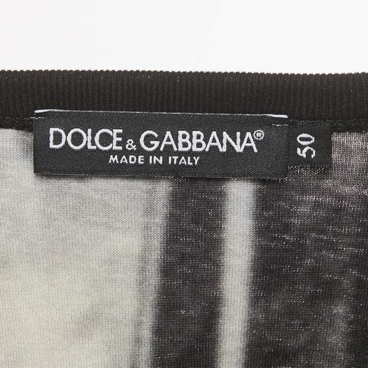 Pre Owned Dolce & Gabbana Black Graphic Print Cotton T-Shirt L