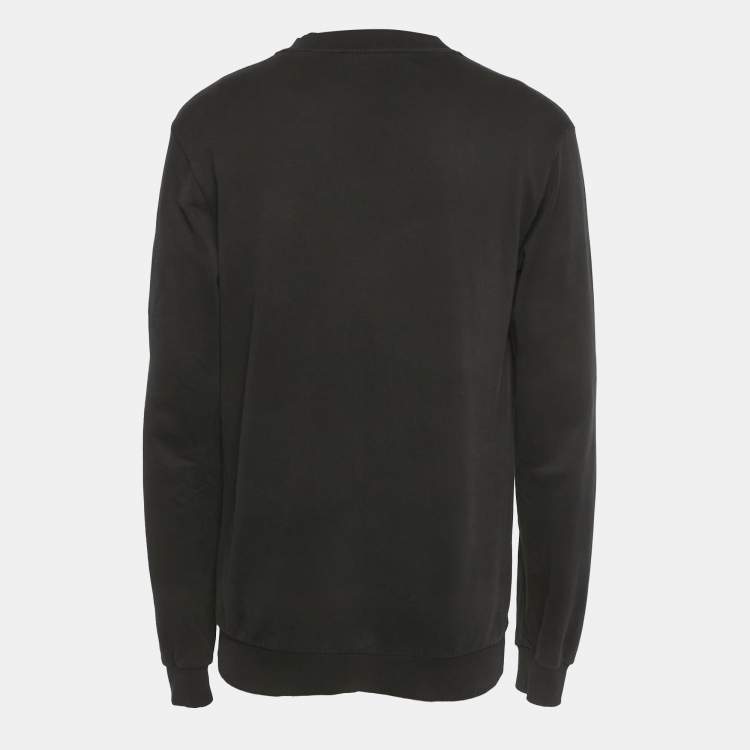 Pre Owned Dolce & Gabbana Black Logo Print Cotton Knit Sweatshirt L