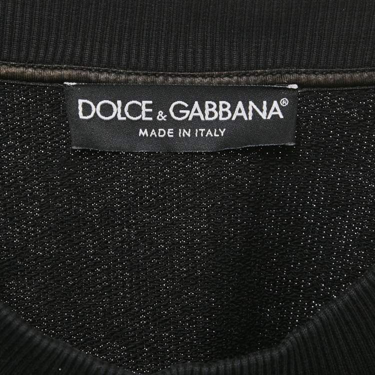Pre Owned Dolce & Gabbana Black Logo Print Cotton Knit Sweatshirt L