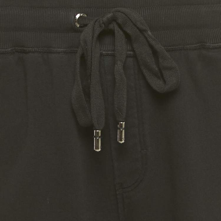 Pre Owned Dolce & Gabbana Black Cotton Logo Plaque Detail Jogger 4XL 
