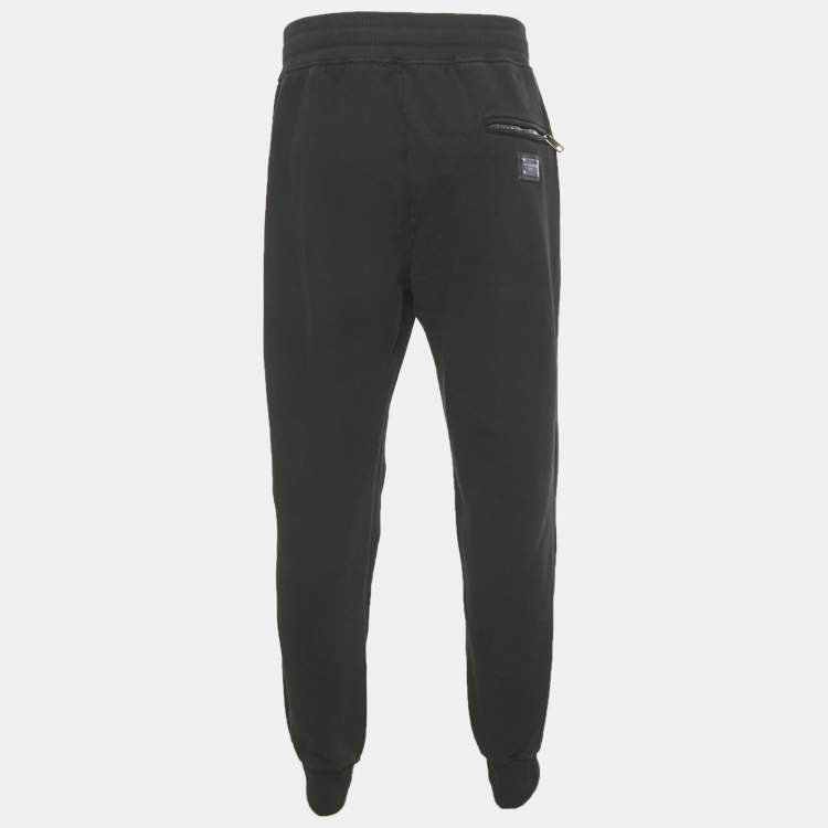 Pre Owned Dolce & Gabbana Black Cotton Logo Plaque Detail Jogger 4XL 