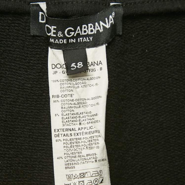 Pre Owned Dolce & Gabbana Black Cotton Logo Plaque Detail Jogger 4XL 