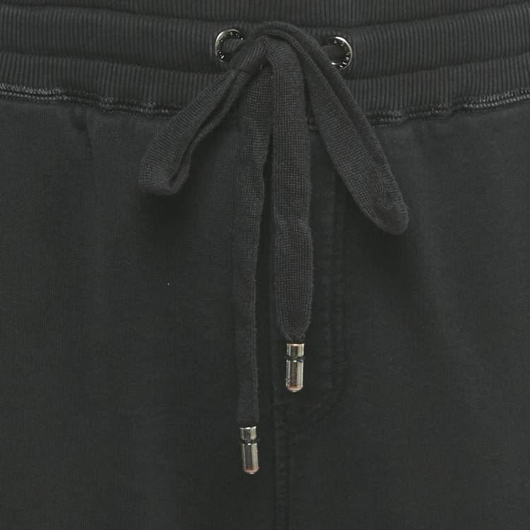 Pre Owned Dolce & Gabbana Black Cotton Logo Plaque Detail Joggers 3XL